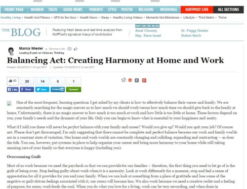 Balancing Act: Creating Harmony at Home and Work Huffington Post Healthy Living